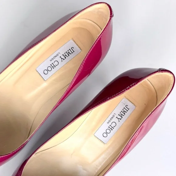 Jimmy Choo Aza Red Patent Leather Kitten Heel Pump 38.5 IT 8 US